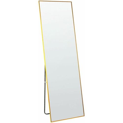 4255664807182 - Beliani - Stehspiegel Gold Aluminium 50 x 156 cm mit Ständer Modernes Design Ganzkörperspiegel Deko Accessoires Wohnzimmer Schlafzimmer Flur Garderobe