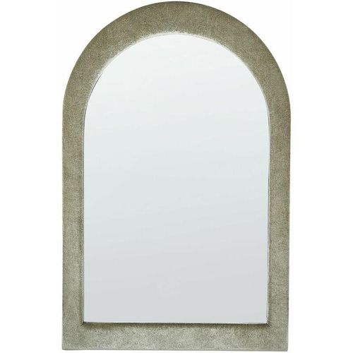 4255664849502 - Beliani - Wandspiegel Olivgrün Glas und Samt 90x60 cm Oval Halbrund mit Breitem Rahmen Modern Wohnaccessoire Wohnzimmer Schlafzimmer Wohnbereich Bad