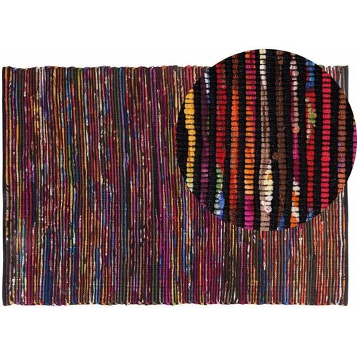 4260580937684 - Beliani - Teppich Bunt mit Schwarz 140 x 200 cm Baumwolle Kurzflor Abstrakt Rechteckig Modern