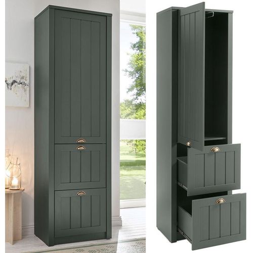 4251581570741 - Lomadox - Garderobenschrank im Landhausstil ATHEN-61 geräumig & in edlem grün - b h t 60 204 43 cm - grün