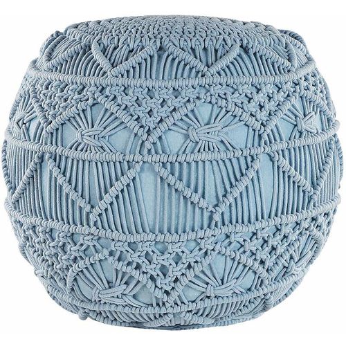 4251682225878 - Beliani - Pouf Blau Baumwolle Rund 40 x 40 cm Gestrickt Boho-Stil