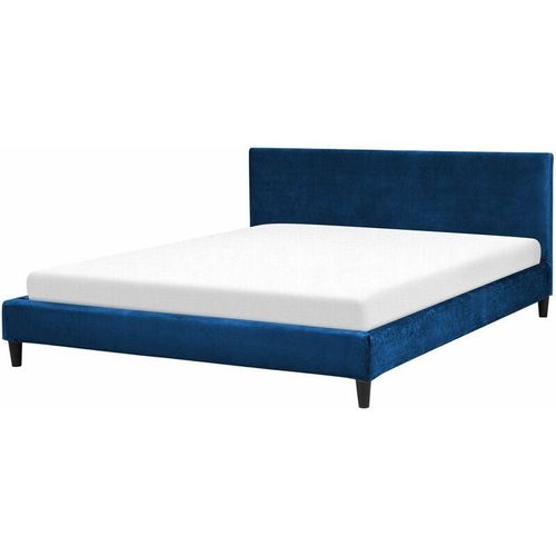 4260602375425 - Beliani - Polsterbett Samtstoff Blau 180 x 200 cm Mit Lattenrost Hohe Kopfteil Elegant Klassisch - Blau