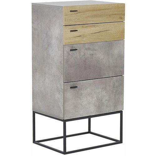 4251682251068 - Beliani - Kommode Grau Faserplatte MDF-Platte in Betonoptik mit 4 Schubladen und Metallbeinen 105 x 55 x 41 cm Industrieller Stil Wohnzimmer