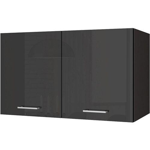 4251581543356 - Lomadox - Küchen-Hängeschrank 100 MARANELLO-03 Anthrazit Hochglanz Breite 100 cm - grau