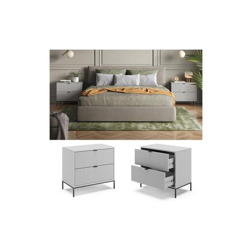4066731273577 - Nachtkommode Eliza 2er Set Grau 66 x 36 cm Nachttisch mit 2 Schubladen 4066731273577 - Nachtkommode Eliza 2er Set Grau 66 x 36 cm Nachttisch mit 2 Schubladen