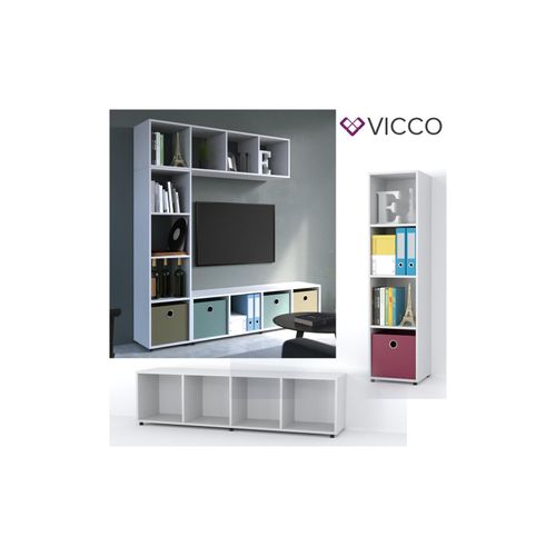 4251421911369 - VICCO Raumteiler LUDUS 4 Fächer Weiß - Standregal Regal Bücherregal Büroregal 4251421911369 - VICCO Raumteiler LUDUS 4 Fächer Weiß - Standregal Regal Bücherregal Büroregal