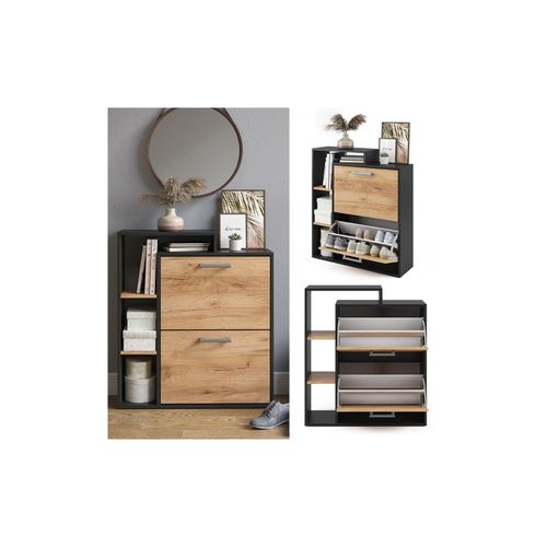 4066731229833 - Schuhkipper Schuhregal Schuhschrank Orlando Eiche Anthrazit 80x90 modern Flur Schrank Flurregal Schuhorganizer Schuhablage Flurmöbel Schranktür Schrankfach Ablage Aufbewahrung Schuhtrommel 4066731229833 - Schuhkipper Schuhregal Schuhschrank Orlando Eiche Anthrazit 80x90 modern Flur Schrank Flurregal Schuhorganizer Schuhablage Flurmöbel Schranktür Schrankfach Ablage Aufbewahrung Schuhtrommel