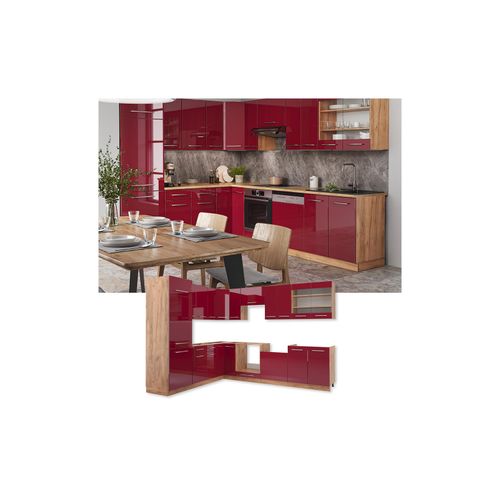 4066731166152 - Eckküche Küchenzeile Einbauküche Fame-Line Eiche Bordeaux Rot 227x287 cm modern Spülenunterschrank Schubunterschrank Eckunterschrank Herdumbauschrank Hängeschrank Kühlumbauschrank Hängeglasschrank 4066731166152 - Eckküche Küchenzeile Einbauküche Fame-Line Eiche Bordeaux Rot 227x287 cm modern Spülenunterschrank Schubunterschrank Eckunterschrank Herdumbauschrank Hängeschrank Kühlumbauschrank Hängeglasschrank