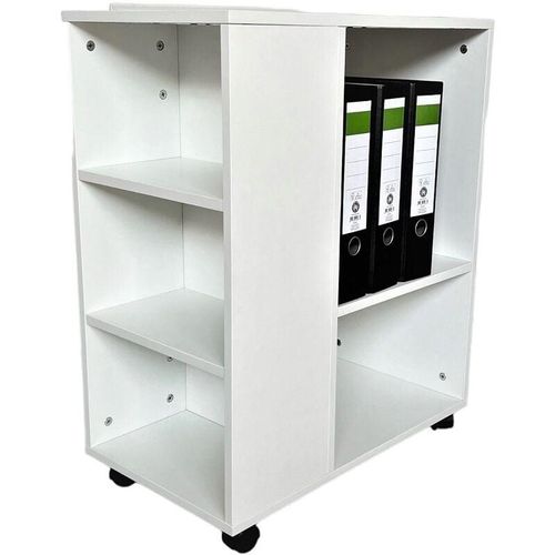 4260620359551 - Jet-line - Druckertisch Büro Rollen Druckerständer Organizer Rollschrank leon weiß