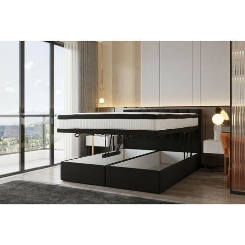 5904347102784 - TRADA Bond Boxspringbett 160 x 200 mit Bettkasten mit Matratze Schwarz