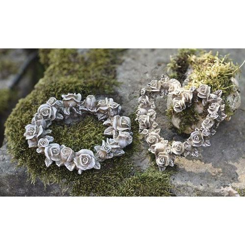 4260772025977 - Dekoleidenschaft - Dekoset Rosen Kranz & Herz aus Polyresin wetterfest Wandschmuck Türschmuck Grabschmuck Gartendeko für Draußen