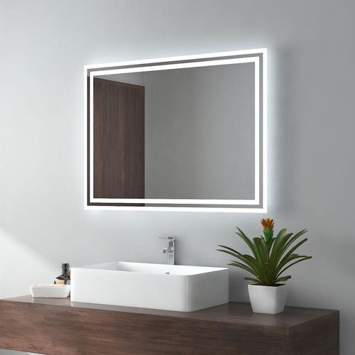 7445616637616 - Badspiegel led Badezimmerspiegel mit Beleuchtung IP44 Wasserdicht Wandspiegel 80x60cm Kaltweißes Warmweißes Licht Knopfschalter Beschlagfrei 7445616637616 - Badspiegel led Badezimmerspiegel mit Beleuchtung IP44 Wasserdicht Wandspiegel 80x60cm Kaltweißes Warmweißes Licht Knopfschalter Beschlagfrei