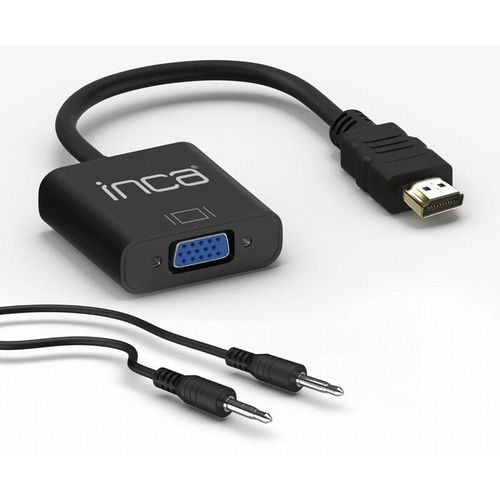 8681949010330 - HDMI-auf-VGA-Adapter mit inkludiertem Audiokabel – Optimieren Sie die Konnektivität für ein beeindruckendes Audio- und Videoerlebnis Schwarz - Inca