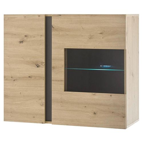 4066075004141 - Lomadox - Hängevitrine inkl LED-Beleuchtung CARDIFF-61 in Eiche Artisan Nb mit Absetzungen in Graphit grau b h t ca 97 83 40 cm - braun