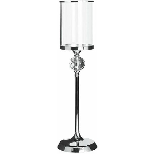 5901162545659 - Kerzenständer Silbern aus Glas und Metall mit hohe  58 cm Glasschale elegantes und modernes Design