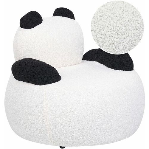 4255664846136 - Beliani - Kindersessel Weiß u Schwarz Bouclé Rund Tierform Pandabär Modern Niedlicher Polstersessel für Kinder Schlafzimmer Sitzmöbel Jugendzimmer