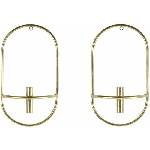 4251682282796 - Beliani - Wandkerzenhalter 2er Set Gold Metall Oval Modern Industrie Design Wanddeko für Stabkerzen Spitzkerzen Wohnzimmer Schlafzimmer Esszimmer Flur