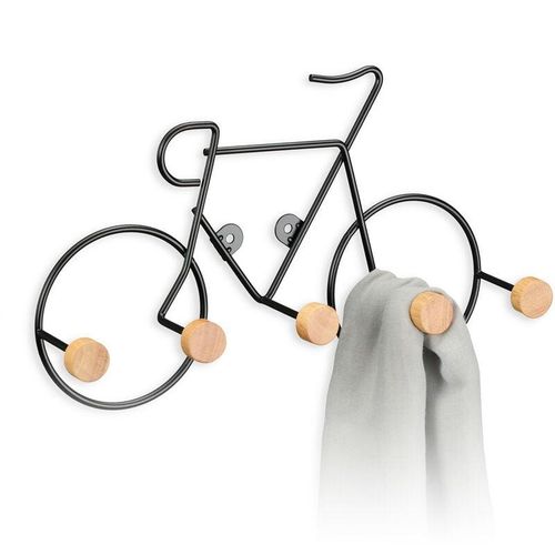 4052025878160 - Kleiderhaken im Fahrrad-Design 5 Haken Flurgarderobe Jackenhalter für Wand Garderobenhaken schwarz braun - Relaxdays