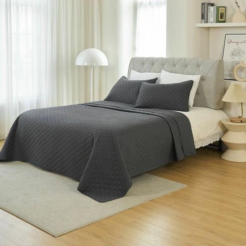 4063425179115 - Tagesdecke Bettüberwurf mit 2 Kissenbezügen Bettüberwurf Steppdecke 3 teilig leichte Überwurfdecke Bedspreads leichte Überwurfdecke Wohndecke für