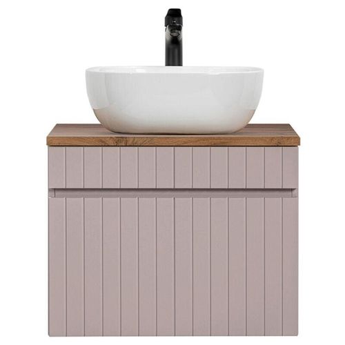 4066075128113 - Lomadox - Waschtischunterschrank 60 cm Keramik Waschbecken altrosa Eiche IRAKLIO-56-ROSE - rosa