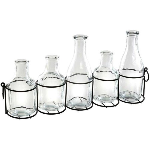 3560238705896 - Atmosphera - Set aus 5 Stielvasen - Glas und Metall - transparent Transparent