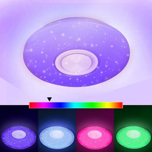 9441000424525 - Swanew - 36W led Deckenleuchte mit rundem Sternenhimmel-Effekt Lampe Badleuchte und Bluetooth-Musik - rgb