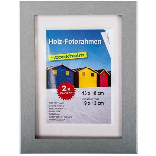 4250407329860 - Keine Angabe - Holz-Fotorahmen 13x18cm 2er Pack versch Farben Bilderrahmen Rahmen Bilder Foto - grau