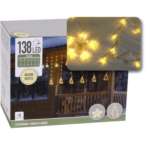 4251259496274 - LED Lichtervorhang Gardinenstange Weihnachtsdeko warmweiß IP44 indoor outdoor Lichterkette Bäume mit 138 LEDs