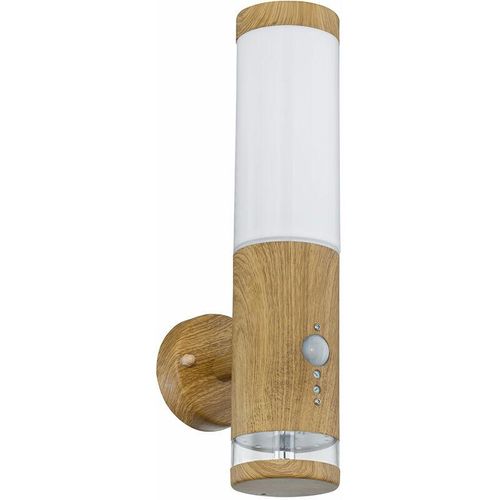 4059157190146 - Außenlampe Bewegungsmelder Edelstahl Aussenleuchte mit Bewegungsmelder Wandlampe Aussen Edelstahl Holz Optik mit Deko led 1x E27 BxH 85 x 35 cm