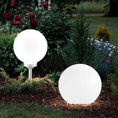 4260348817517 - 2x Solarleuchte Außen led Stecklampe Kugelleuchten 2er Set Gartenleuchten Gartenkugel Solar Steckleuchte 25x65cm Garten Balkon Außenbereich