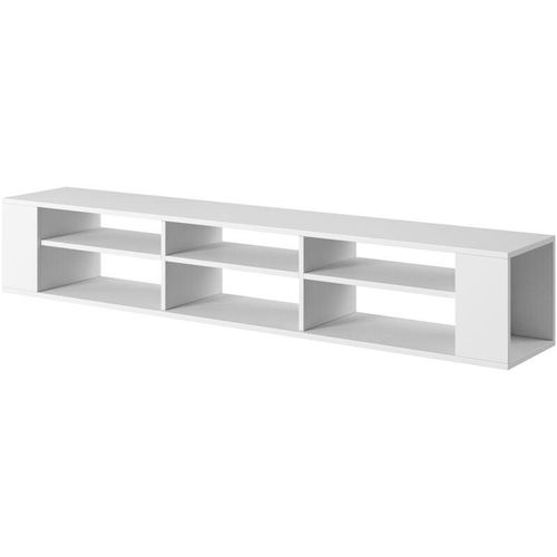 5903025536422 - Selsey - weri - TV-Board   tv - Hängeboard mit 6 offenen Fächern minimalistisch 175 cm breit (Weiß)