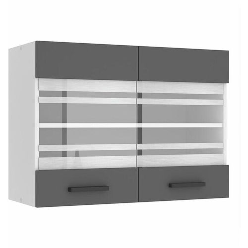 5904316249601 - Hängeschrank Küche Küchenschränke sgw Breite 80 cm Oberschrank mit 2 Türen Küchenhängeschränke Wandschrank Hängend Silber matt - Belini