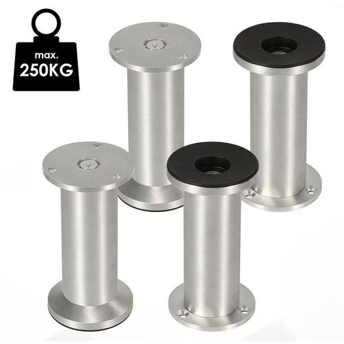 0726505416251 - Swanew - 4er Set Möbelfüße Sockelfuß Tischfuß Möbel AluminiumHöhe200 mm Durchmesser 40 mm Höhenverstellung 15 mm