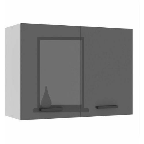 5904316249526 - Hängeschrank Küche Küchenschränke sg Breite 80 cm Oberschrank mit 2 Türen Küchenhängeschränke Wandschrank Hängend Silber Hochglanz - Belini