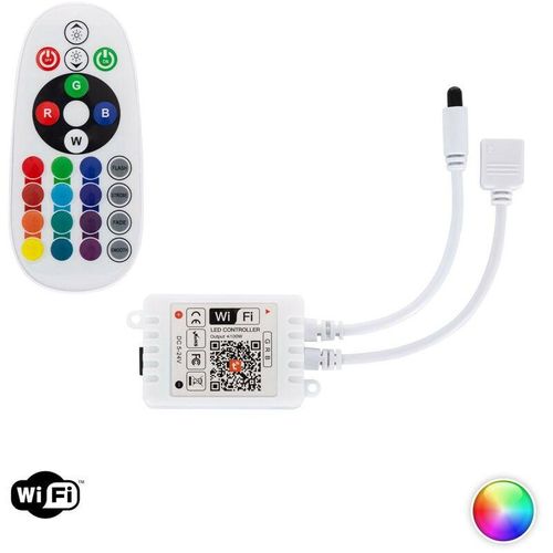 8445044106035 - Ledkia - Controller Dimmer WiFi für rgb LED-Streifen 12 24V dc mit ir Fernbedienung 30 mm