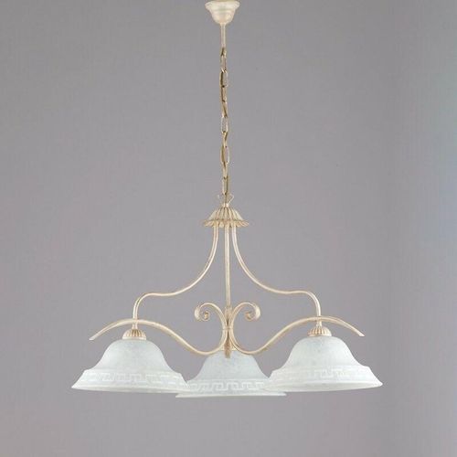 8050713212704 - Bonetti Illumina - Klassischer Kronleuchter aus Eisen Elfenbein Gold Weiß Gläser drei Lichter 30x h53 cm