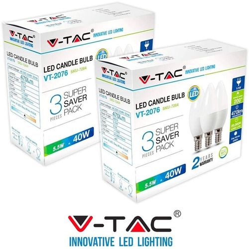 0636339775649 - Vtac - 6 birnen led glühbirne E14 55 w 40 w v-tac kerzenflamme