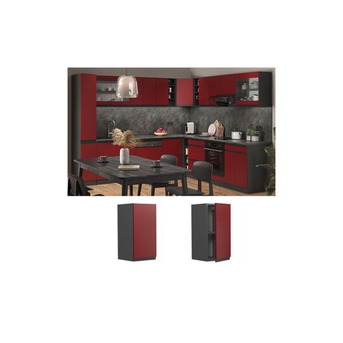 4066731229451 - Hängeschrank Küchenschrank Küchenmöbel R-Line J-Shape Anthrazit Rot 30 cm modern 4066731229451 - Hängeschrank Küchenschrank Küchenmöbel R-Line J-Shape Anthrazit Rot 30 cm modern