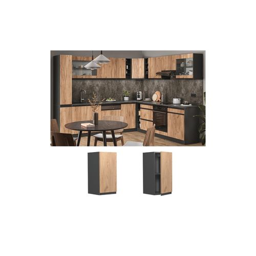 4066731229444 - Hängeschrank Küchenschrank Küchenmöbel R-Line J-Shape Anthrazit Eiche 30 cm modern