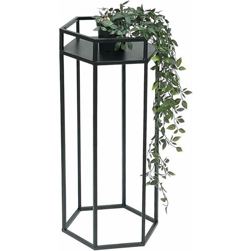 4260700964552 - Blumenhocker Metall Schwarz 6eck 60 cm Blumenständer Blumensäule 96453 m Pflanzenhocker Modern Pflanzenständer - Dandibo