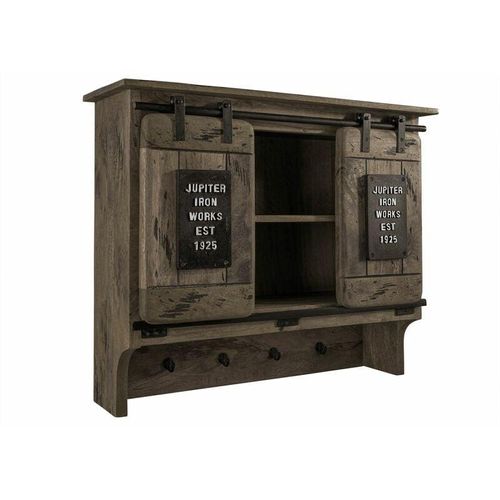 4251213569013 - Massivmoebel24de - Wandgarderobe Mango 90x30x75 grau lackiert railway 260 - grau