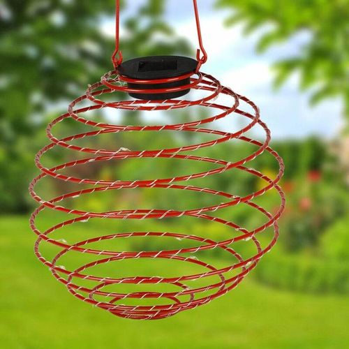 4251699803052 - Buri - led Solar-Spirallaterne 22cm Lampion Spirale Solarlampe Hängelaterne Gartendeko - rot