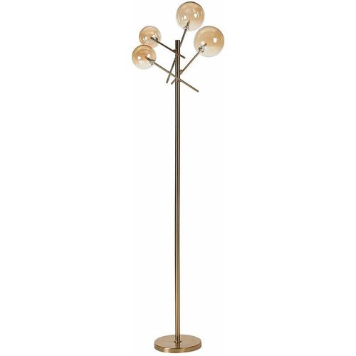 4255664837066 - Beliani - Stehlampe Gold Metall und Glas 157 cm 4-Flammig Glasschirm Kugelform Langes Kabel mit Schalter Modern Schlaf- u Wohnzimmer Ausstattung Deko