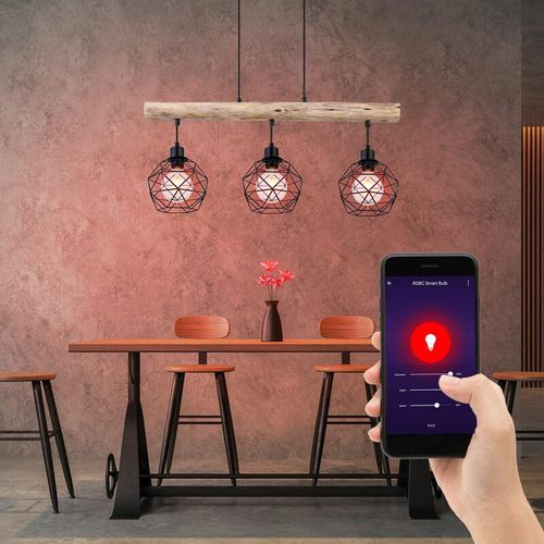 4059157138322 - Etc-shop - Smart Decken Lampe dimmbar Holz Balken Hänge Lampe steuerbar per App Handy Sprache im Set inkl rgb led Leuchtmittel