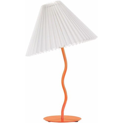 4255664855527 - Beliani - Tischlampe Orange mit Metallfuß 48 cm Plisseeschirm Stoffschirm Kegelform Langes Kabel mit Schalter Modern Schlaf- u Wohnzimmer Beleuchtung