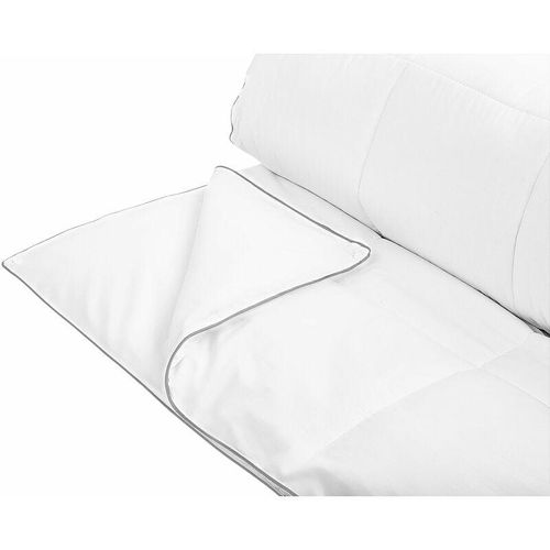 4251682262354 - Bettdecke Weiß Baumwolle 200 x 220 cm Doppeldecke Monochromatisch Warm Ganzjährig Schlafzimmer