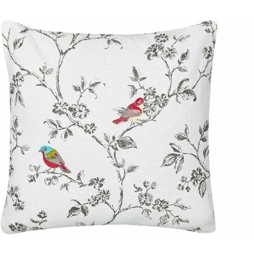 4255664851123 - Beliani - Dekokissen Weiß Baumwolle 45 x 45 cm mit Vogelmotiv Bestickt Quadratisch Modern Sofa Bett Sessel Wohnzimmer Schlafzimmer Kinderzimmer