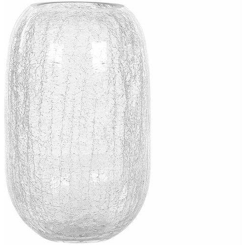 4251682294522 - Beliani - Blumenvase Transparent Bruchglas 28 cm Oval mit Breiter Öffnung Modern Tischdeko Wohnaccessoires Deko Glasvase für Wohnzimmer Esstisch Flur