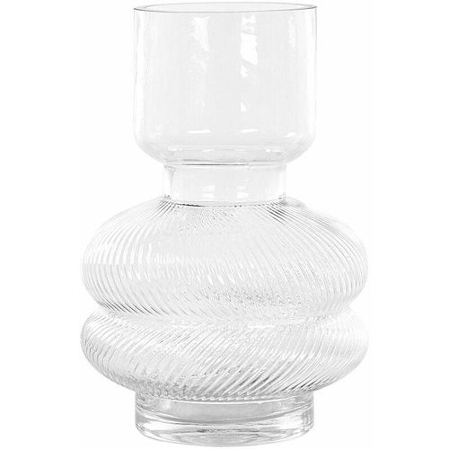 4251682294676 - Beliani - Blumenvase Transparent Glas 24 cm Organische Form mit Schmalem Hals Rillen Modern Tischdeko Wohnaccessoires Deko Glasvase für Wohnzimmer