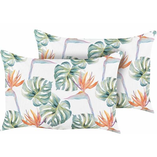 4255664841490 - Beliani - Gartenkissen Mehrfarbig 40 x 60 cm Rechteckig Blätter Muster Monstera Motiv für Garten Terrasse Outdoor